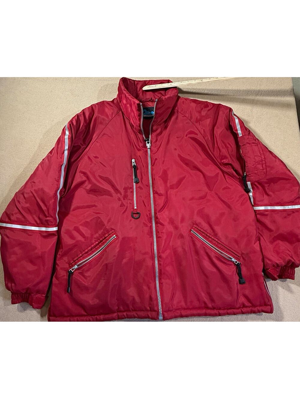 Tri-Mountain Men's Red Insulated Full Zip Jacket Stand-Up Collar Pockets XL